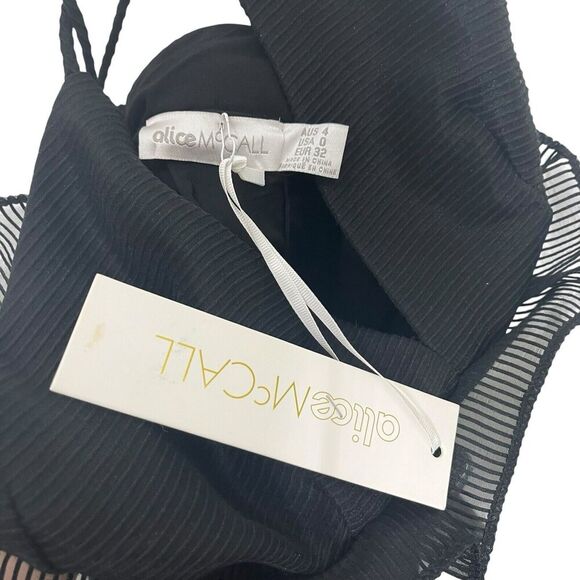 Alice McCall Justify My Love Jumpsuit in Black Belted Ruffle Women’s Size 0 New - Picture 11 of 11